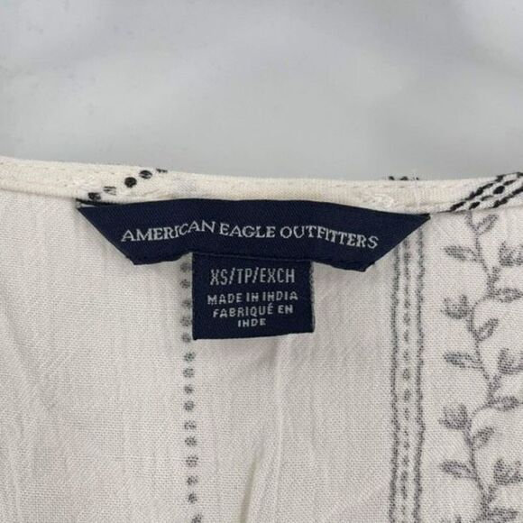 American Eagle Boho Tie Crop blouse Top Angel bell sleeve XS Country Cowgirl - Picture 10 of 10